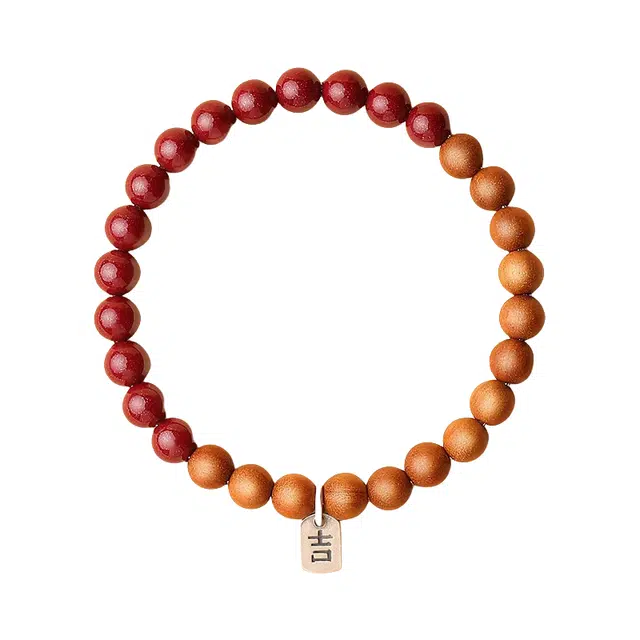 子婳 桃木转运珠护身本命年招财纳福平安顺逐复古时尚潮流手饰 朱砂 手串 女款
