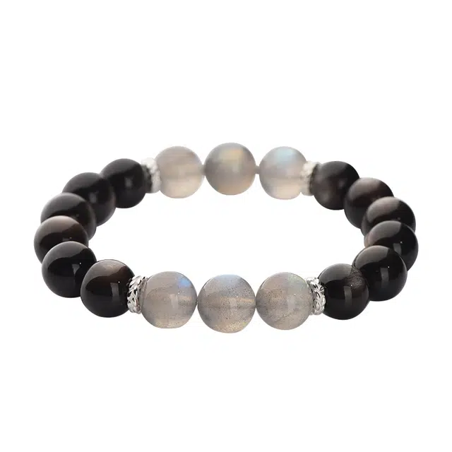 子婳 高级感本命年转运文玩复古潮流时尚简约 黑曜石 手串 男女同款情侣款