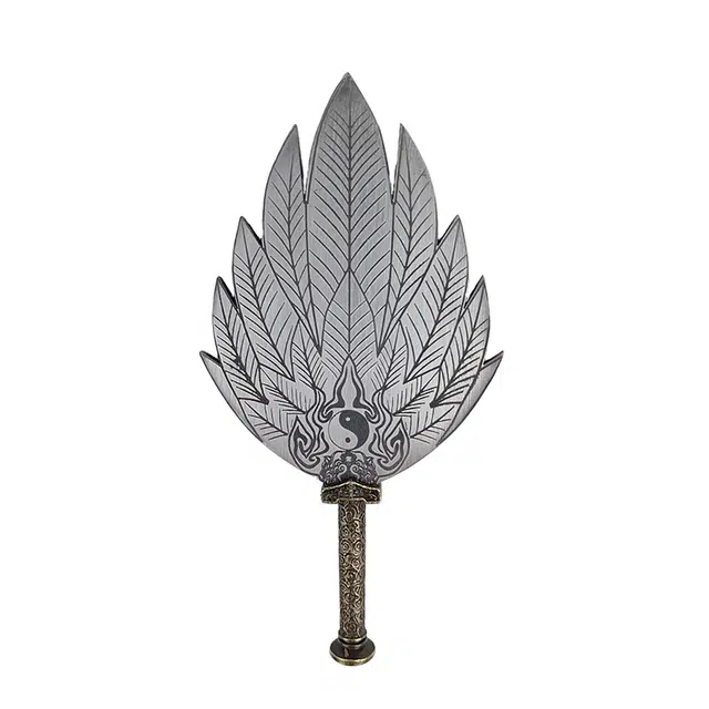 天字号 太极八卦扇 诸葛孔明扇子碳钢扇体黄铜雕刻手柄未开刃 成品模型