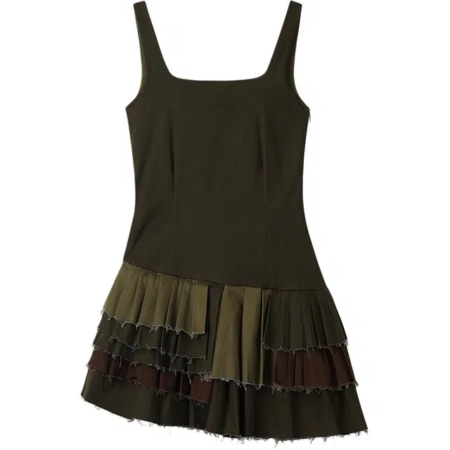 如续 复古无袖吊带女夏季下摆不规则层次感气质短裙连衣裙 女款