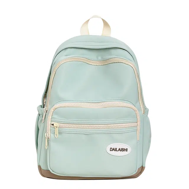 泰格奴 小清新高颜值精美上课百搭 尼龙 双肩包 男女同款情侣款 绿色/粉色/黄色/黑色