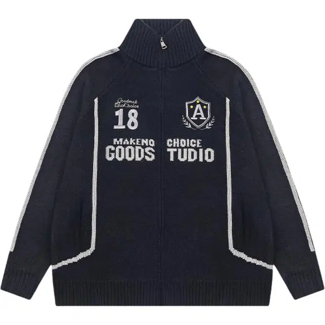 奇迹街区 美式复古开衫外套宽松潮牌毛衣针织衫 男女同款