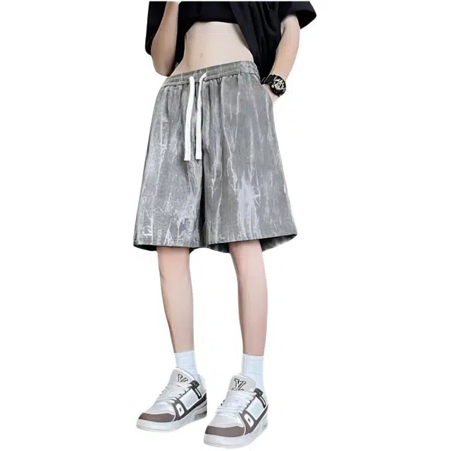 木木兔 男士夏季美式潮流百搭裤子简约设计感五分裤夏天男生青少年运动宽松休闲短裤 男女同款