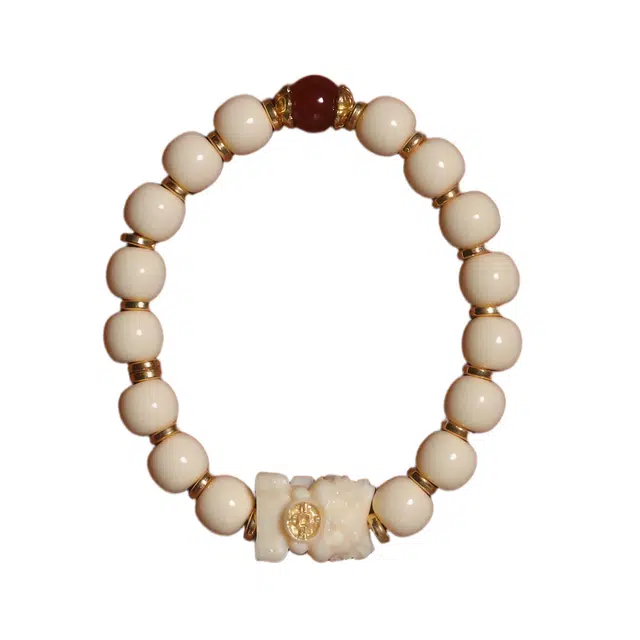 灵晔 潮新中式轻奢小众百搭优雅高级感文玩盘玩佛珠复古风文艺风招财进宝节节高升诸事顺遂八方来财#好运 象牙果 手串 男女同款情侣款