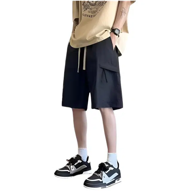 木木兔 男士夏季美式潮流百搭裤子简约设计感五分裤夏天男生户外登山休闲短裤 男女同款