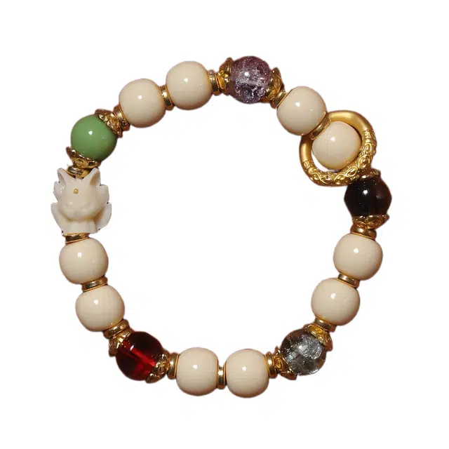 灵晔 国潮新中式轻奢小众百搭优雅高级感装饰品工艺品百搭招财进宝复古风文艺风#好运 象牙果 手串 男女同款情侣款