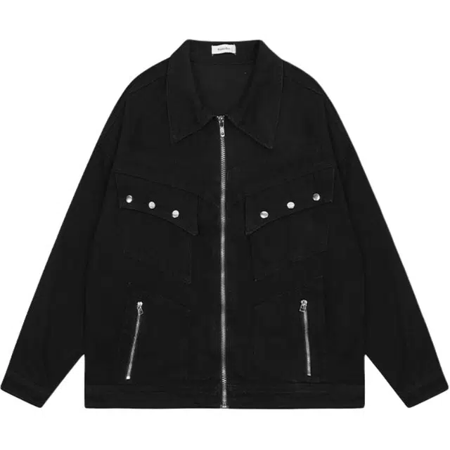 奇迹街区 复古做旧水洗牛仔潮牌宽松工装百搭夹克外套 男女同款