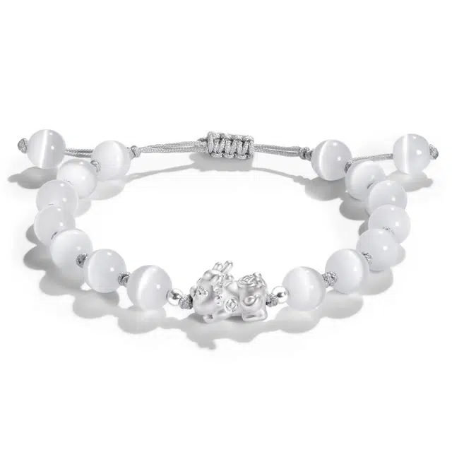 中国黄金 珍·尚银 吞金兽 招财貔貅招财珠串 轻奢小众本命年 新中式 琉璃 手串 男女同款情侣款 礼盒