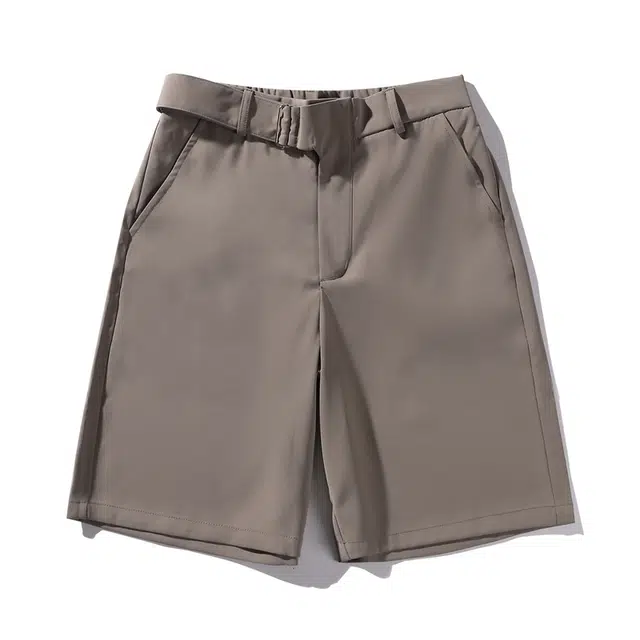 太子龍 美式复古冰丝垂感五分裤高街直筒透气舒适夏季休闲短裤 男款