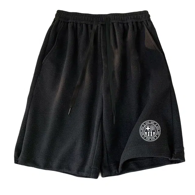 巴塞罗那足球俱乐部 情侣轻薄透气肌理感华夫格夏季薄裤子户外运动五分裤潮休闲短裤 男女同款