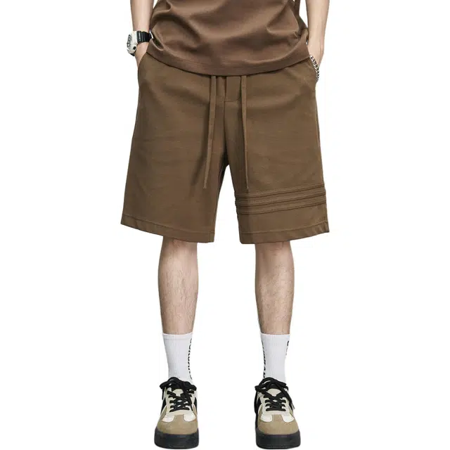 隐狼世家 夏季针织运动男五分裤三条杠设计美式简约休闲裤短裤 男款