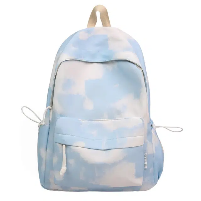 南潇湘 撞色轻便高颜值初高中大学生上课 尼龙 书包背包双肩包 常规 女款 蓝色/绿色/黑色/粉色/黄色