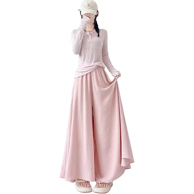 水中花 美式潮流百搭时尚高腰显瘦垂感宽松舒适休闲裤 女款