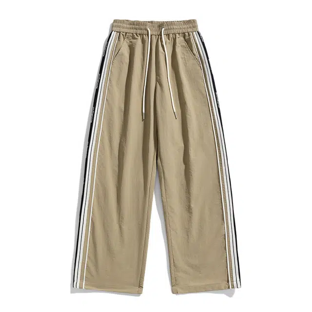 稻草人 男生夏季时尚撞色线条都市户外露营徒步宽松运动长裤休闲裤 男女同款