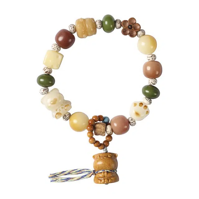 聆听花开 八方来财诸事顺遂好运连连盘玩新中式高级感吉祥如意转运珠可爱招财纳福平安健康考试考研上岸 菩提根 手串 男女同款情侣款