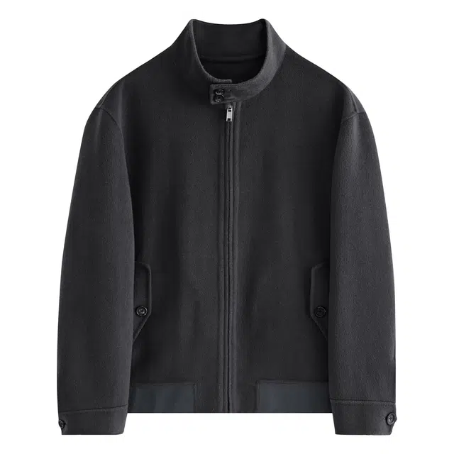 丹宁哲学 纯羊毛手工双面呢纯色长袖立领标准夹克 男款