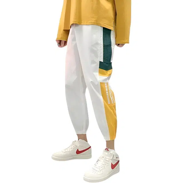 半空山 美式高街潮牌夏季薄款宽松透气束脚运动百搭时尚通勤九分裤休闲裤 男女同款