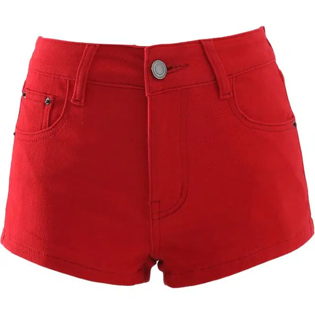 玫丝朵 美式复古低腰裤女夏季时尚百搭修身弹力牛仔短裤 女款