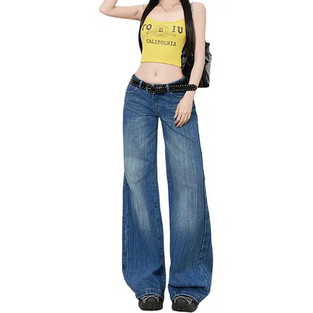 如续 重工竹节纹超级美式低腰阔腿微喇好版型长裤&加长牛仔裤 女款