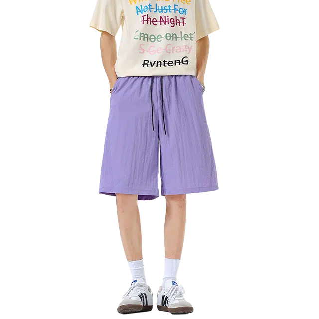 佑麟 冰丝运动夏季薄款宽松阔腿速干沙滩五分裤休闲短裤 男女同款