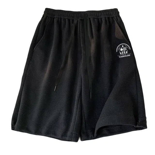 巴塞罗那足球俱乐部 情侣潮牌轻薄透气肌理感夏季薄裤子户外运动五分裤休闲短裤 男女同款