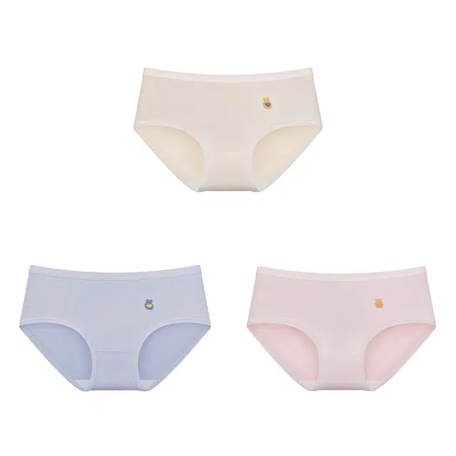 俞兆林 无痕纯棉中腰大码提臀女生三角裤纯色全棉内裤 女款 组合装