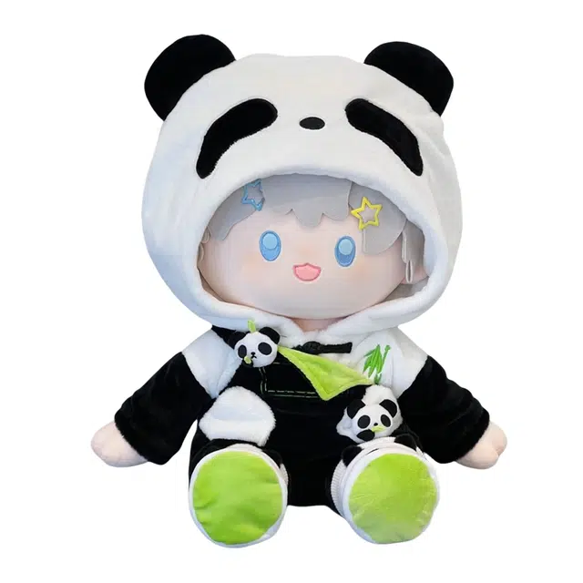 蒙小仔 可爱呆萌坐姿衣服 可换装熊猫 鼠鼠娃衣 玩偶周边