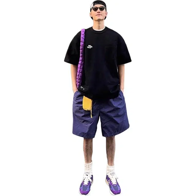 拓菲 葡萄速干运动男款夏季冰丝多巴胺裤子美式过膝沙滩五分裤休闲短裤 男女同款