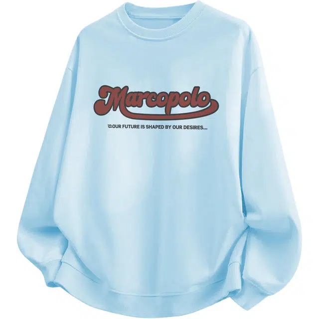 王者荣耀 美式高街创意字母长袖圆领落肩款休闲时尚百搭潮牌青少年无性别宽松舒适卫衣 马可波罗款 男女同款