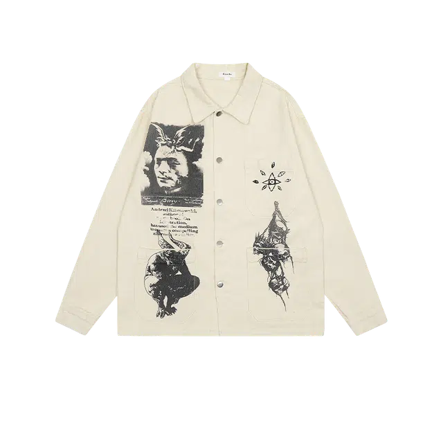 奇迹街区 美式潮牌舒适复古宽松休闲外套长袖衬衫 男女同款