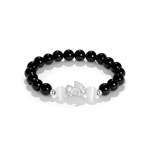 中国黄金 珍·尚银 吞金兽招财貔貅 本命年  新中式国潮新春新年小众设计 足银 手串 男女同款情侣款 礼盒