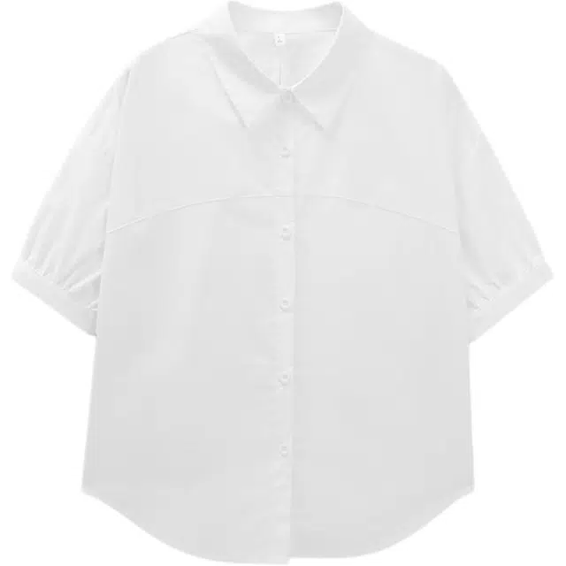 爱依服 简约通勤气质纯色五分袖衬衫 女款