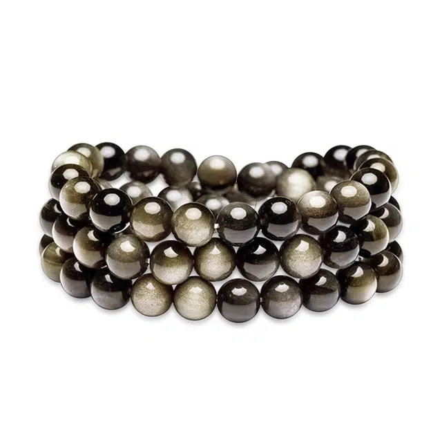 谧月珠宝 增强运势平安顺遂佛珠国潮复古优雅精美礼盒简约多圈幸运翻倍转运珠事业学业财富顺利好运天然 黑曜石 手串 男女同款情侣款