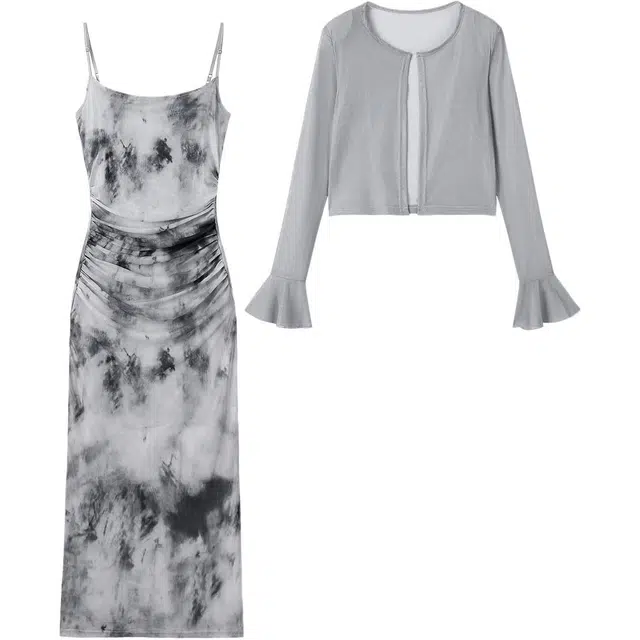 如续 法式复古开叉修身开衫裙装套装 女款