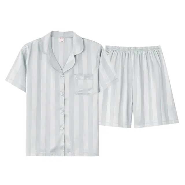 俏韵 翻领夏季冰丝甜美短袖短裤舒适薄款家居服可外穿睡衣套装 女款