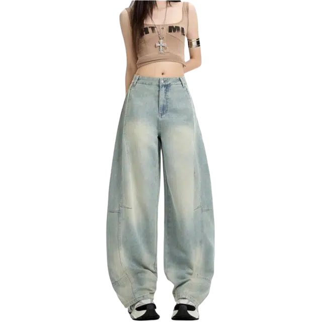 识恩 天丝莱赛尔弯刀休闲插口袋宽松廓形松弛感冰爽透气薄牛仔裤  女款