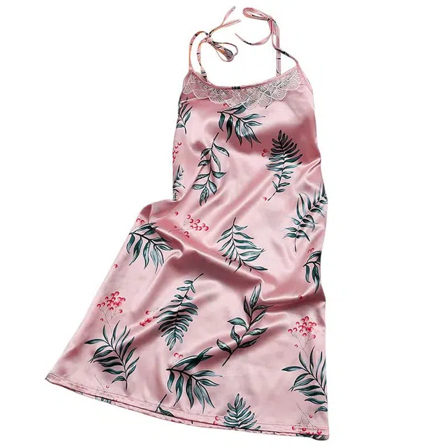 俏韵 圆领吊带夏季冰雪丝纯欲带胸垫高级感薄款家居服可外穿睡裙 女款