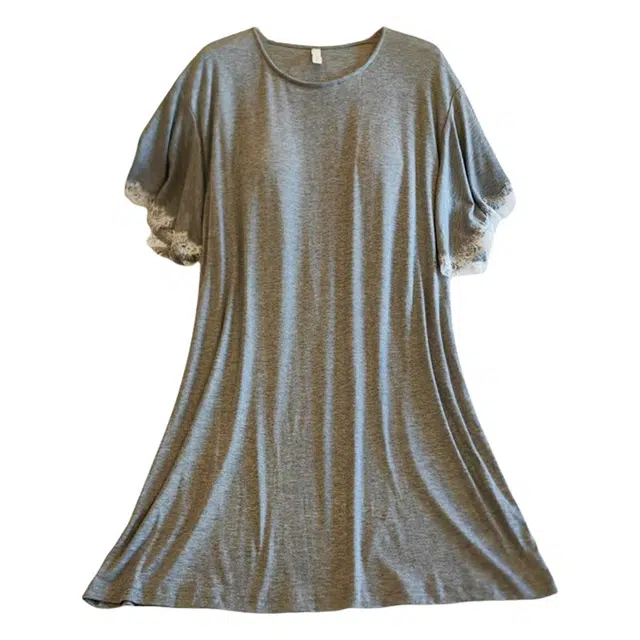 俏韵 圆领夏季天莫代尔甜美短袖简约纯色舒适高级感薄款家居服可外穿睡裙 女款