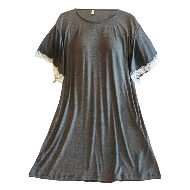 俏韵 圆领夏季莫代尔甜美短袖纯色舒适高级感薄款家居服可外穿睡裙 女款