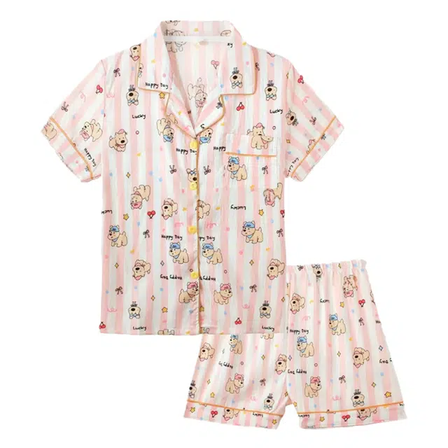 俏韵 翻领卡通夏季云朵棉甜美短袖短裤舒适薄款家居服可外穿睡衣套装 女款