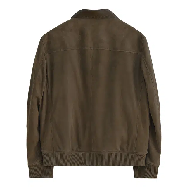 丹宁哲学 高端反绒绵羊皮纯色长袖翻领直筒型皮衣 男款