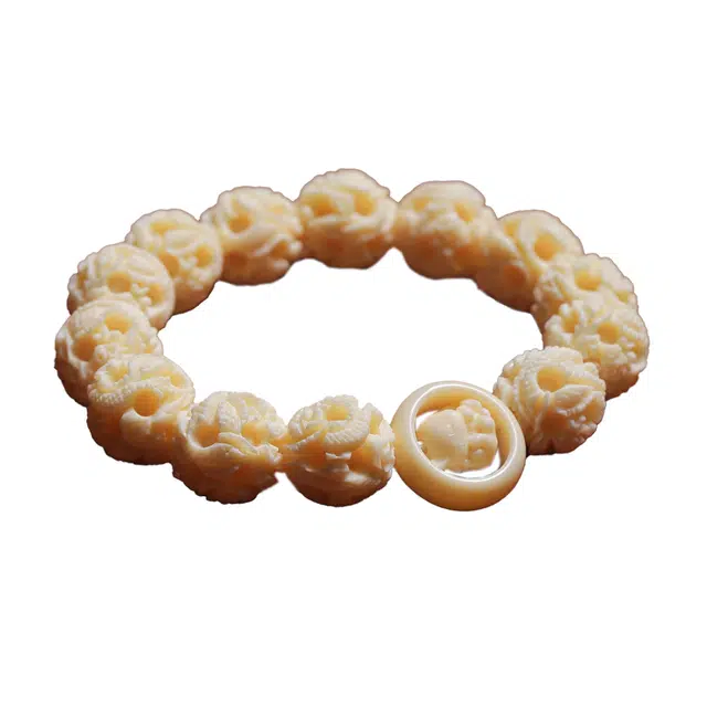 仙友 国潮新中式鬼工球小众优雅百搭高级感单圈绕指柔文玩诸事遂意八方来财平安喜乐把件#好运 象牙果 手串 男女同款情侣款