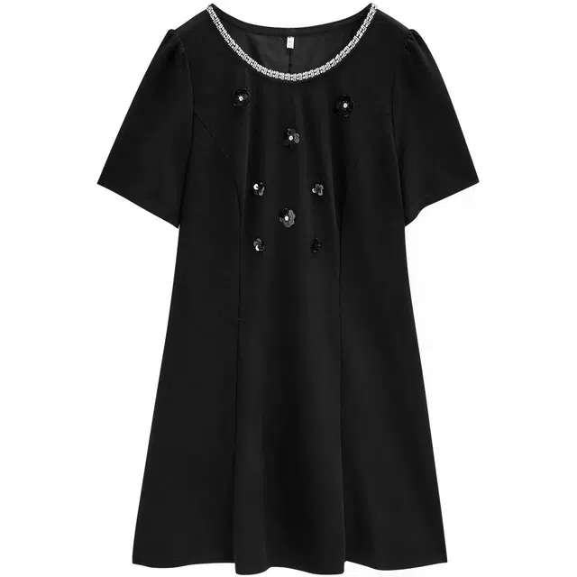 爱依服 夏季法式名媛甜美短袖连衣裙 女款