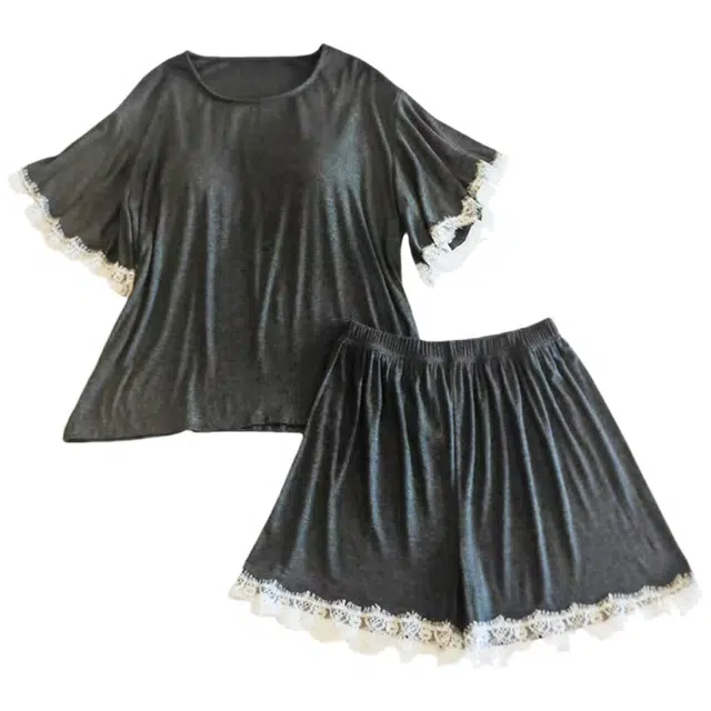 俏韵 圆领夏季天莫代尔甜美短袖舒适薄款家居服可外穿睡衣套装 女款