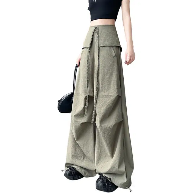 缪斯的诱惑 美式辣妹速干工装裤女设计感百搭甜酷两穿登山运动防晒阔腿裤休闲裤 女款