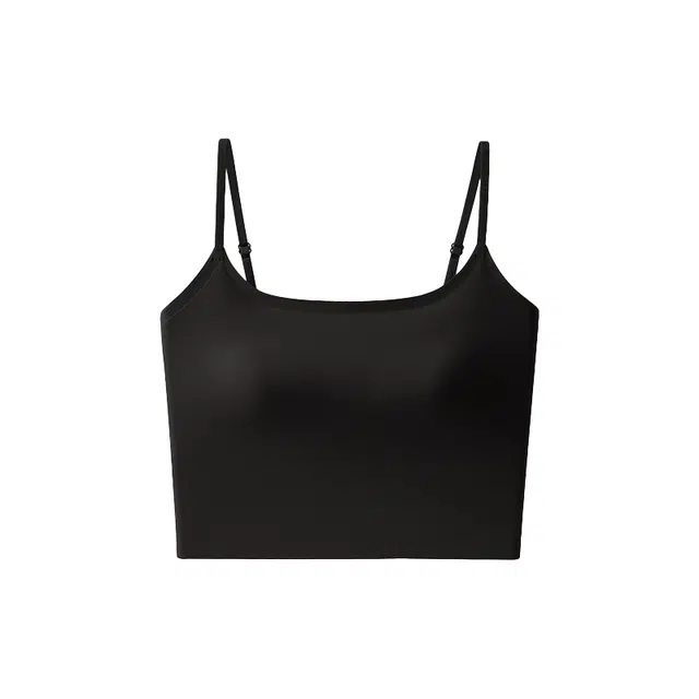 草本初色 隐形内衣粉底液背心无痕冰丝防走光细肩带薄款透气舒适带胸垫防下垂内搭上衣美背露脐吊带 女款