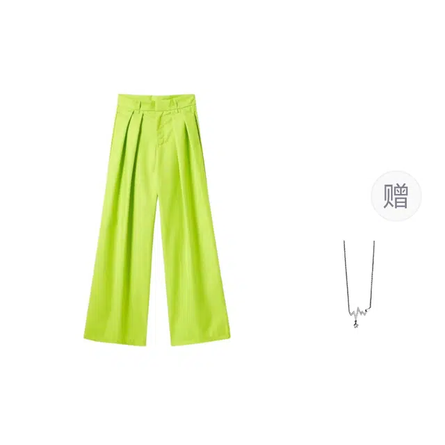 识恩 韩版辣妹褶皱高腰显瘦裤子休闲裤 女款