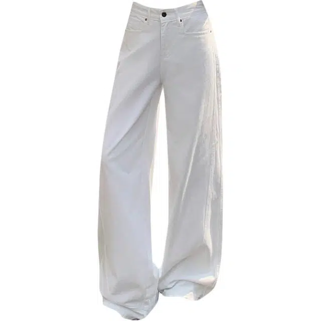 拾籍 美式复古简约设计阔腿牛仔裤女慵懒风夏季宽松高腰显瘦舒适垂感休闲拖地直筒裤 女款