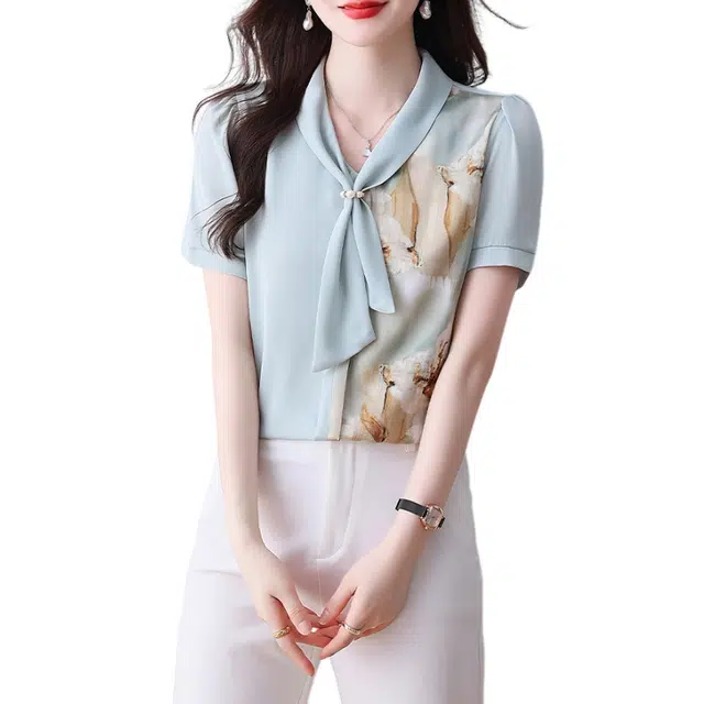丝絮丝绸 通勤简约百搭短袖衬衫 女款