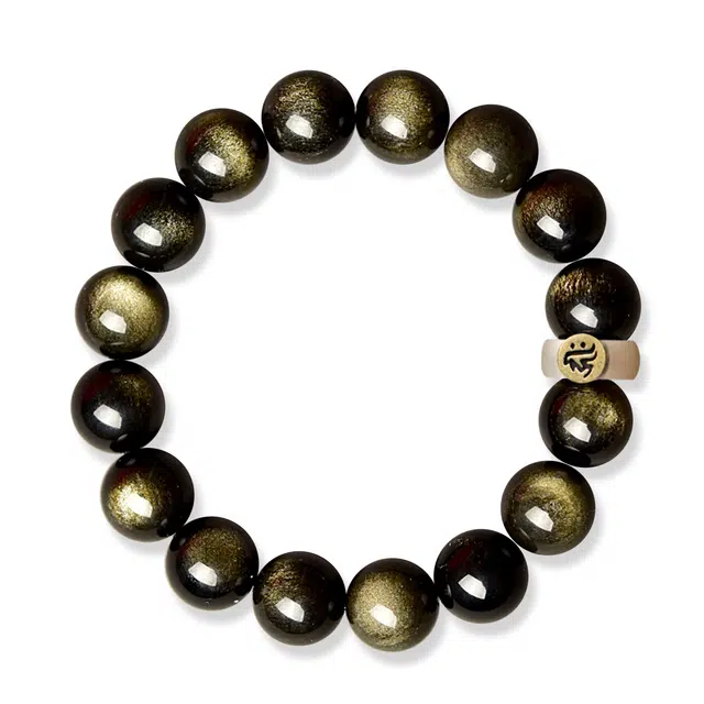 谧月珠宝 水逆退散国潮新中式民族风六字真言本命佛国风转运珠高级感诸事顺遂招财纳福平安喜乐好运天然 黑曜石 手串 男女同款情侣款